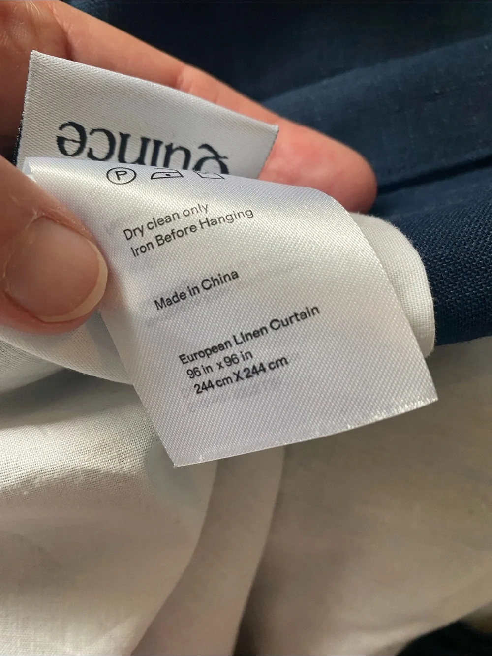 NWOT Quince European Linen Curtain Panel - Navy 96” x 96”